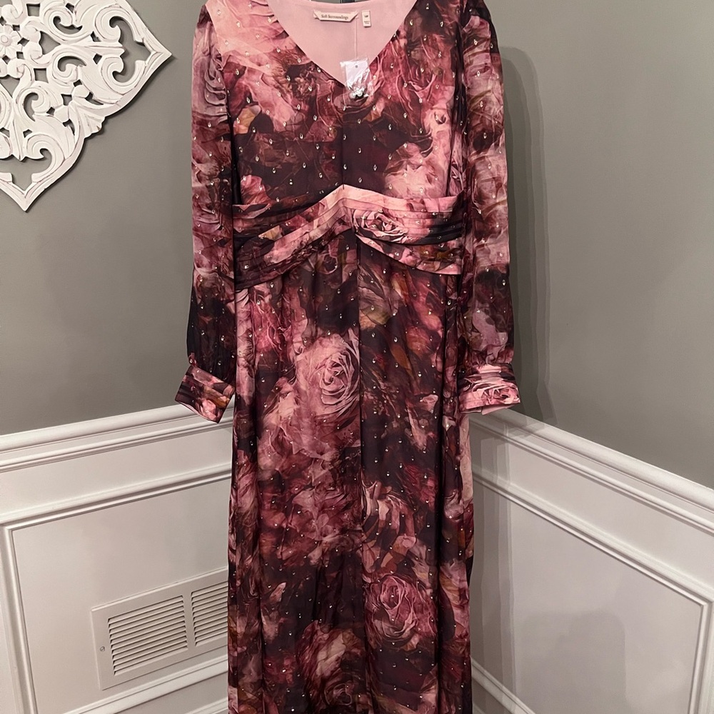 NEW Soft Surroundings Rina Silk Floral Maxi Dress Size 10P Retail $250 NWT - Picture 3 of 9